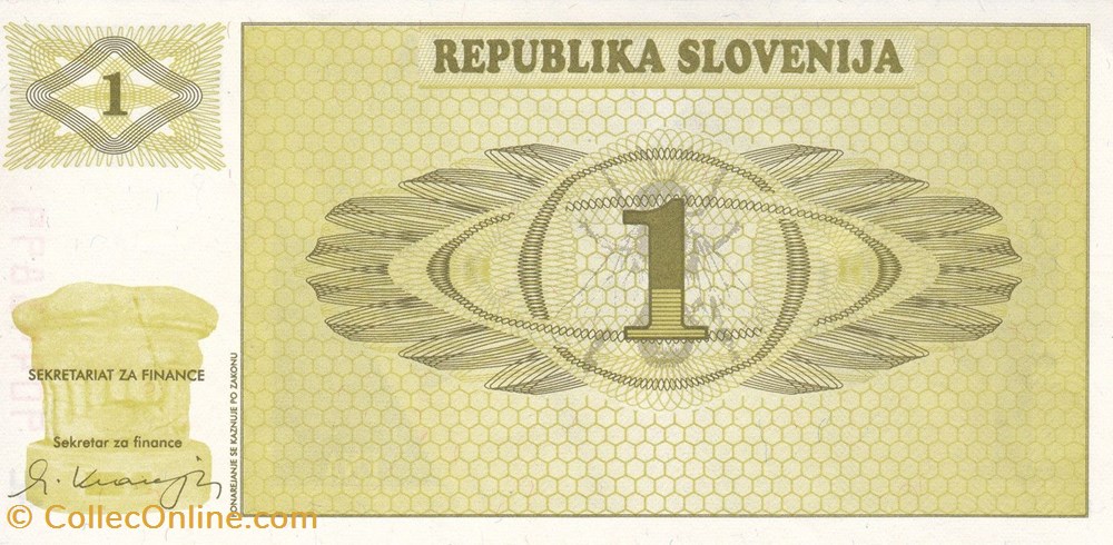 Slovénie-1 Tolar 1990 billets slovenie 1 tolar 1990