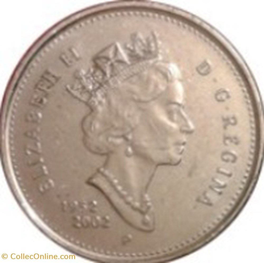 25 cents - Élisabeth II Jubilé d'or de Elizabeth II (Caribou) 2002 monnaies monde canada 25 cents elisabeth ii jubile or de elizabeth ii caribou 2002