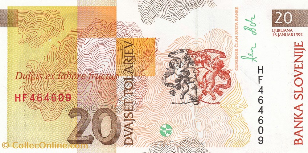 billets slovenie 20 tolarjev 1992
