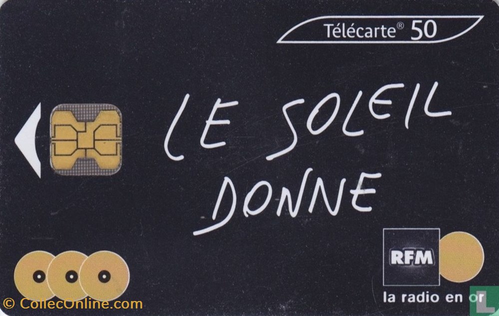 divers telecartes cartes telephoniques france rfm le soleil donne oberthur 01 1992