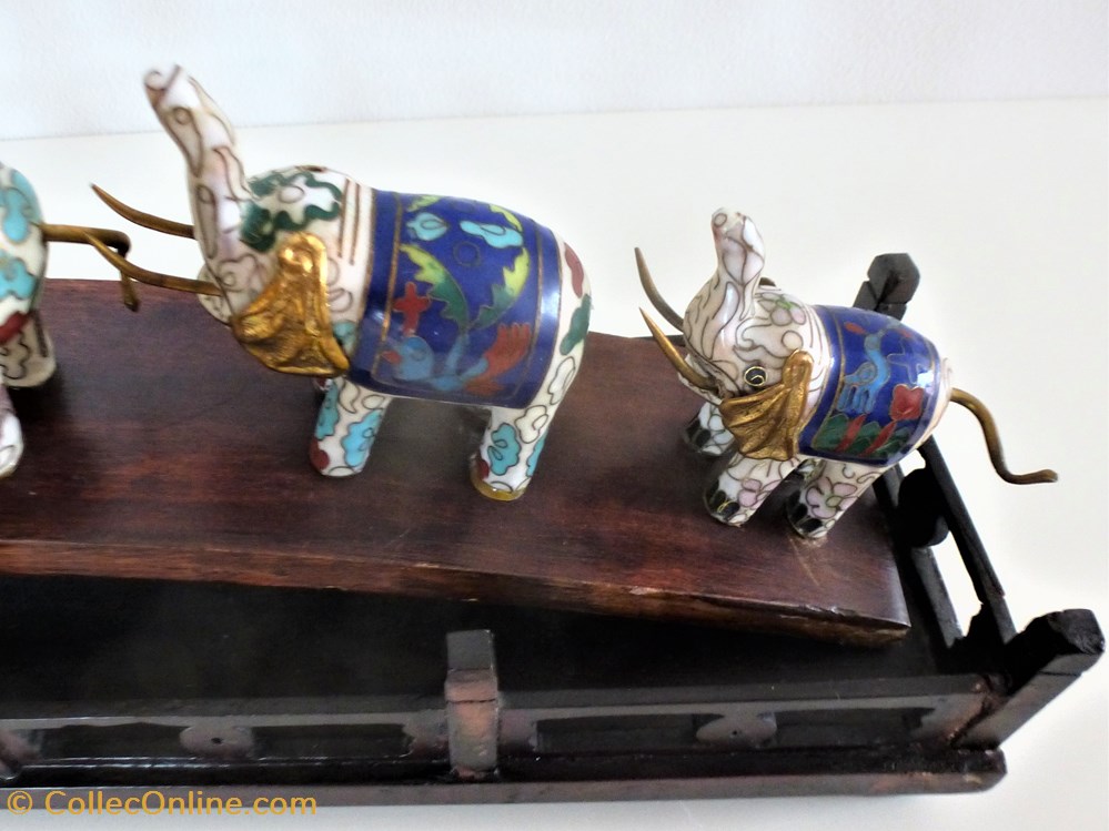 10-Eléphants style cloisonné-Chine 3 art antiquites 10 elephants style cloisonne chine