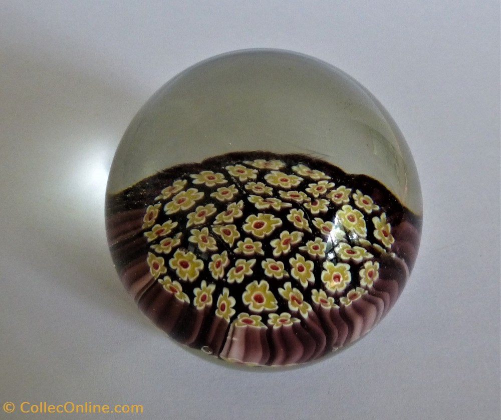 art de la table argenterie objets en verre paperweights millefiori annee 1986