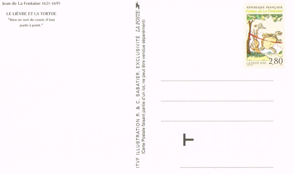 timbres europe carte poste jean de la fontaine