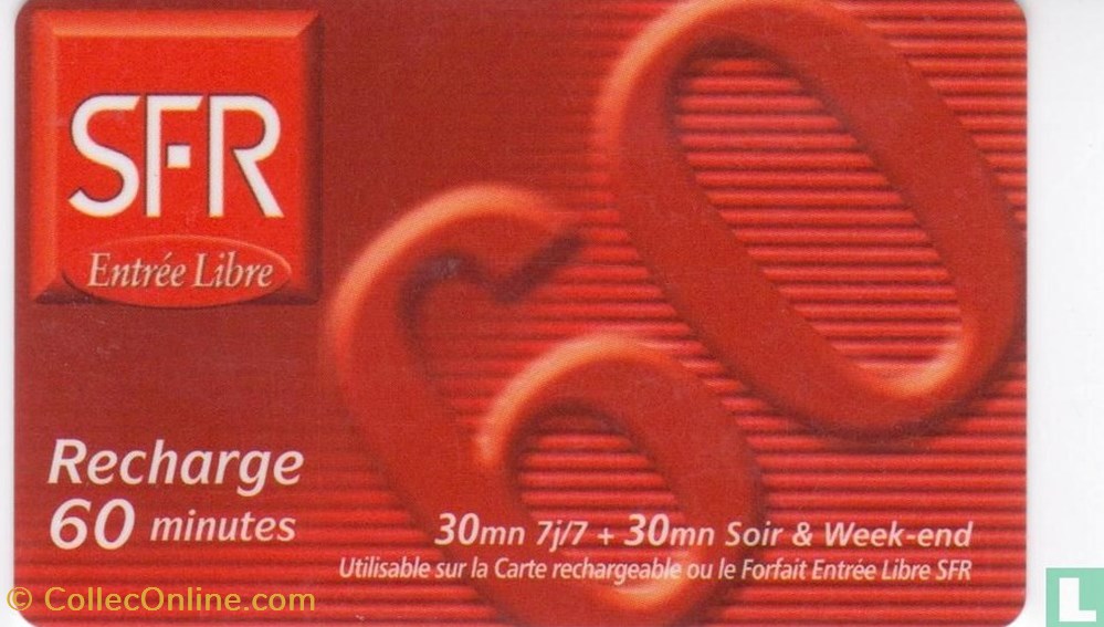 divers telecartes cartes telephoniques france sfr 60