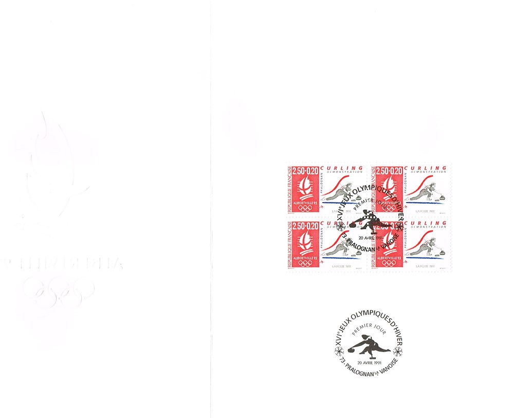 timbres europe document 1er jour 16eme jeux olympique hiver curling