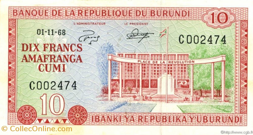 Burundi-10 Francs-01-04-1971 billets burundi 10 francs 01 04 1971