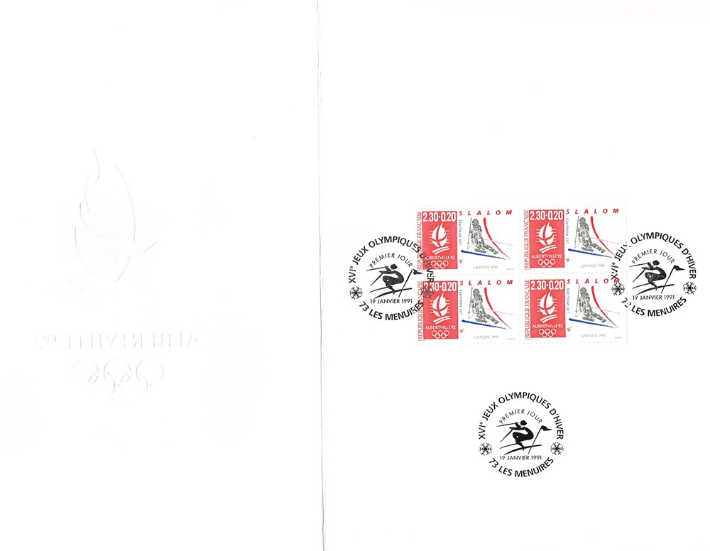timbres europe document 1er jour 16eme jeux olympique hiver slalom