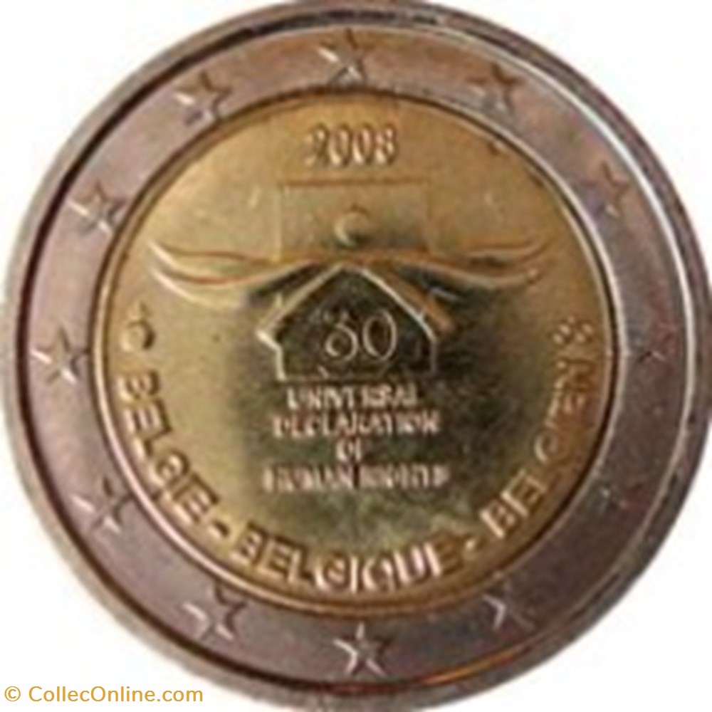 2 Euros-Belgique 2008-Droits de l'Homme monnaies 2 euros belgique 2008 droits de homme