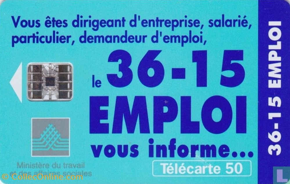 France- Le 36-15 Emploi-Schlumberger 07.1 (1992) divers telecartes cartes telephoniques france le 36 15 emploi schlumberger 07 1 1992