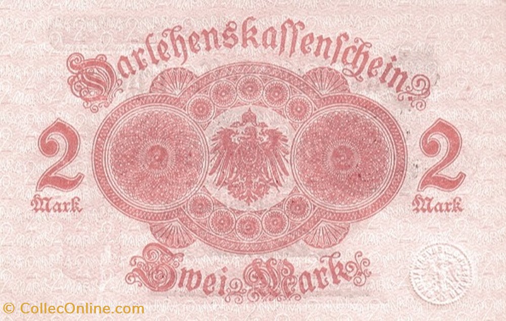 Allemagne-2 Deutsche Mark-12-08-1914 billets allemagne 2 deutsche mark 12 08 1914