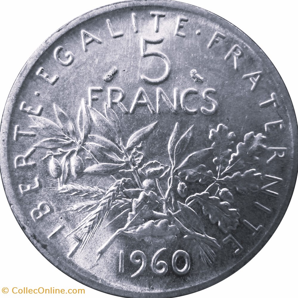 5 Francs Semeuse 1960 monnaies 5 francs semeuse 1960