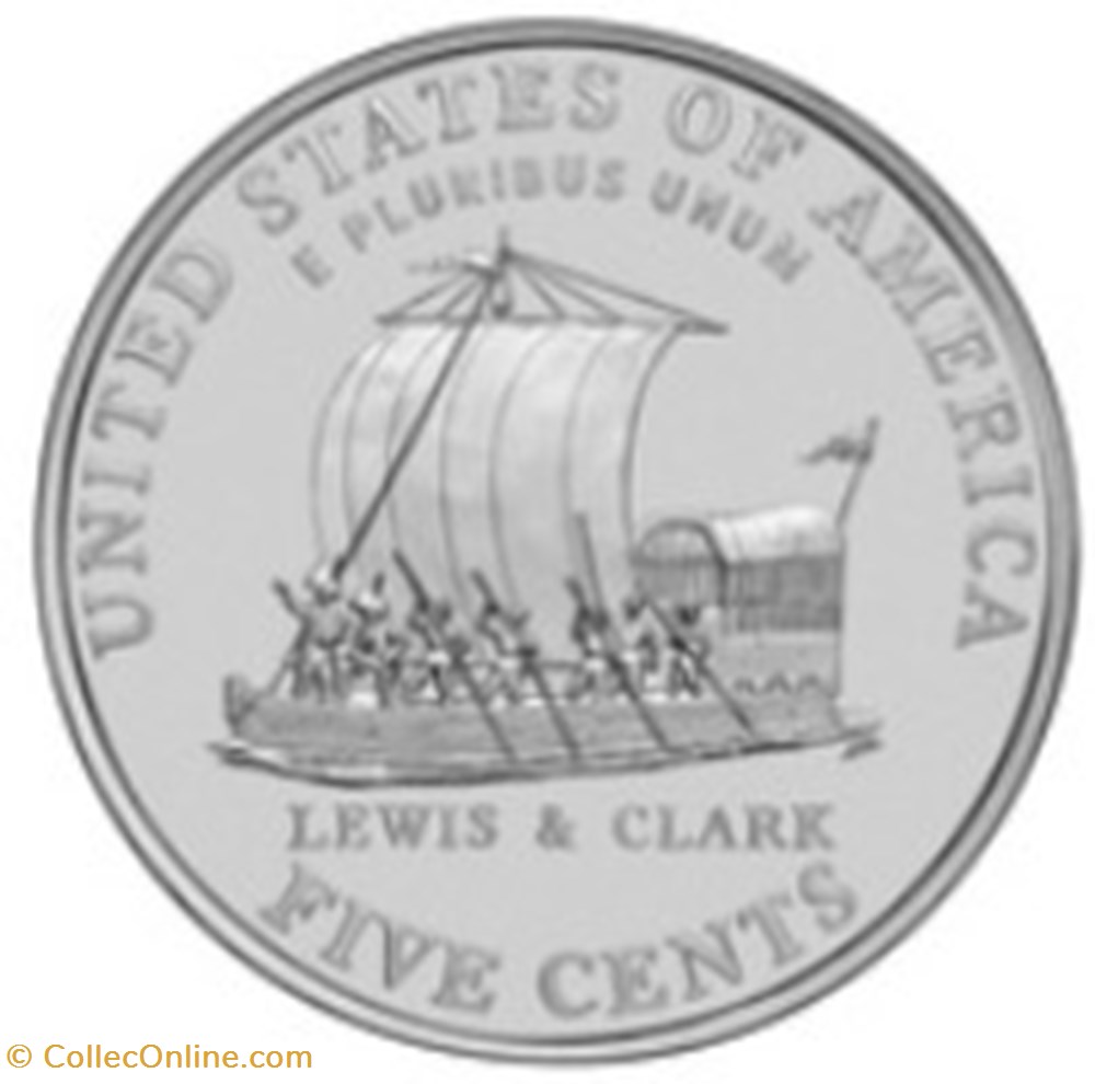 Etats Unis-5 cents "Jefferson Nickel" Keelboat de Lewis 2004 monnaies monde etats unis 5 cents jefferson nickel keelboat de lewis 2004