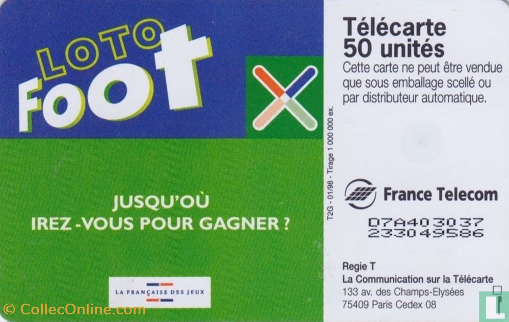 divers telecartes cartes telephoniques france loto foot oberthur 01 1992
