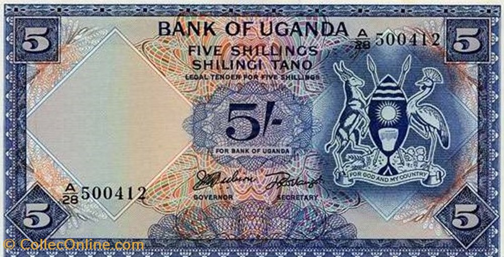 Ouganda-5 shillings 1966 billets ouganda 5 shillings 1966