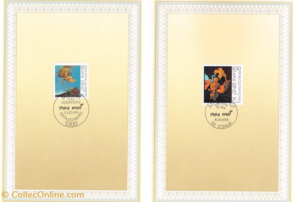 timbres europe document 1er jour max ernst