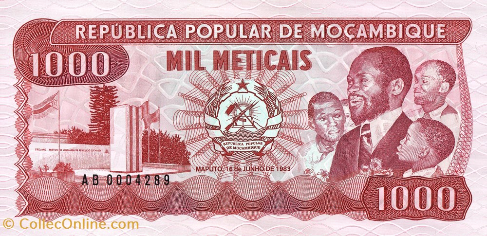 billets mozambique 1000 meticals 1989