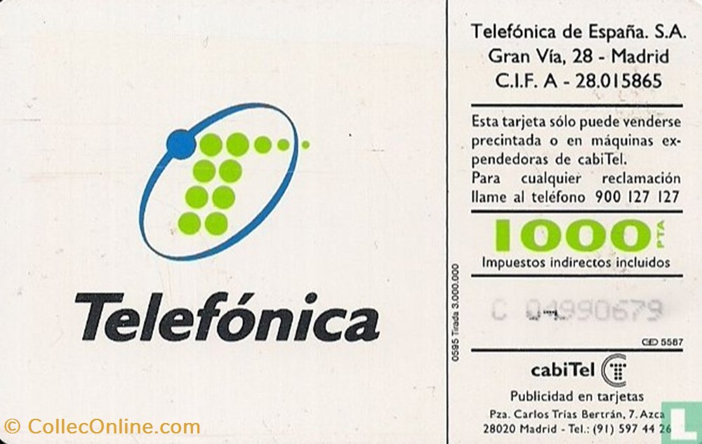 Espagne- Telecom logo 2- Gemplus 01.2 divers telecartes cartes telephoniques espagne telecom logo 2 gemplus 01 2