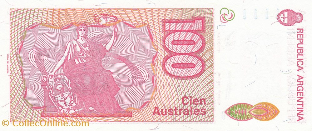 Argentine-100 Australes 1989 billets argentine 100 australes 1989