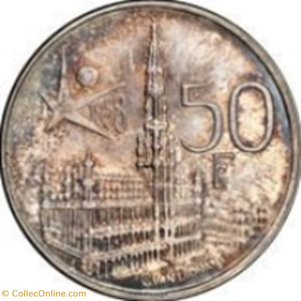 monnaies monde 50 francs baudouin expo 1958 en neerlandais belgique 1958
