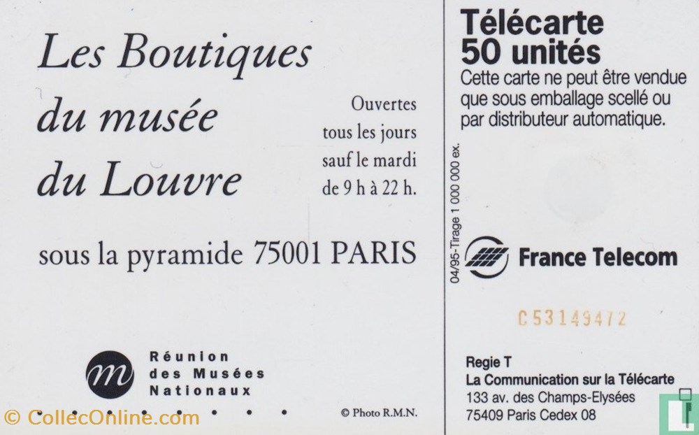 divers telecartes cartes telephoniques france les boutiques du musee du louvre schlumberger 07 1 1992