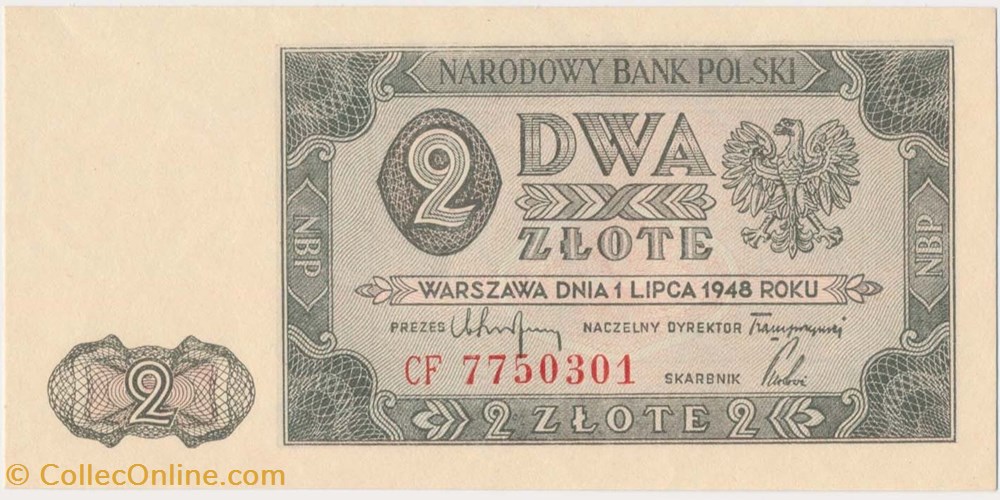 Pologne-2 Zloty-01-07-1948 billets pologne 2 zloty 01 07 1948