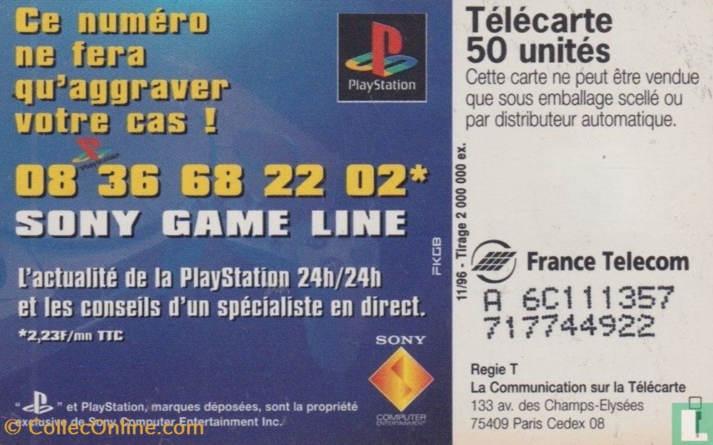 divers telecartes cartes telephoniques france sony playstation solaique 03 1990