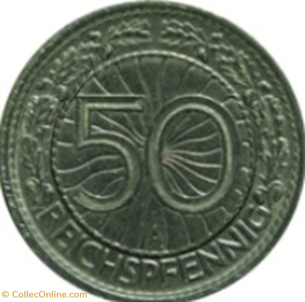 50 Reichspfennig Allemagne 1927 (J) monnaies monde 50 reichspfennig allemagne 1927 j