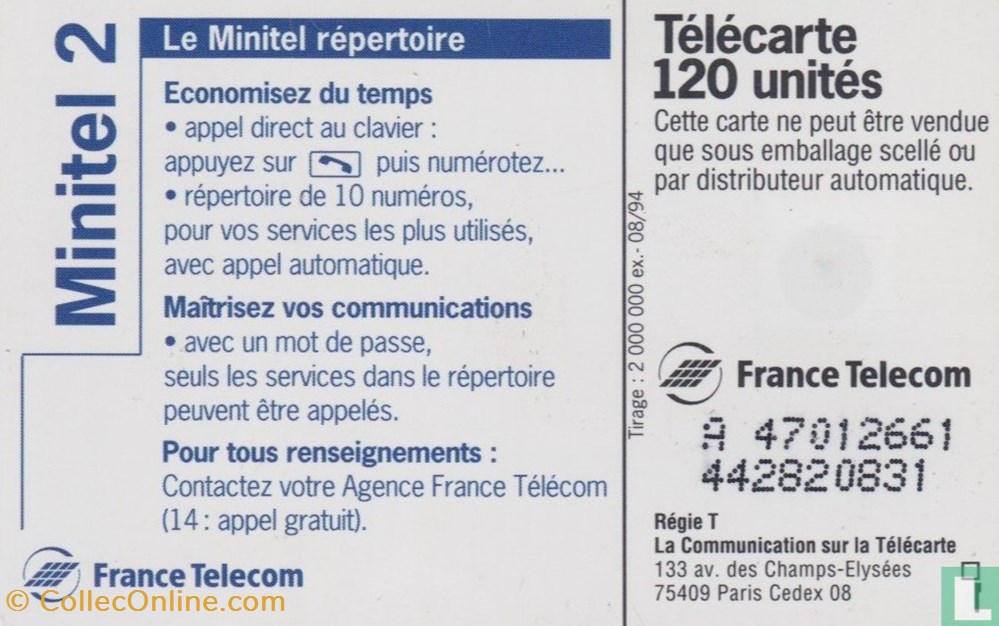 divers telecartes cartes telephoniques france minitel 2 solaic 06 1993