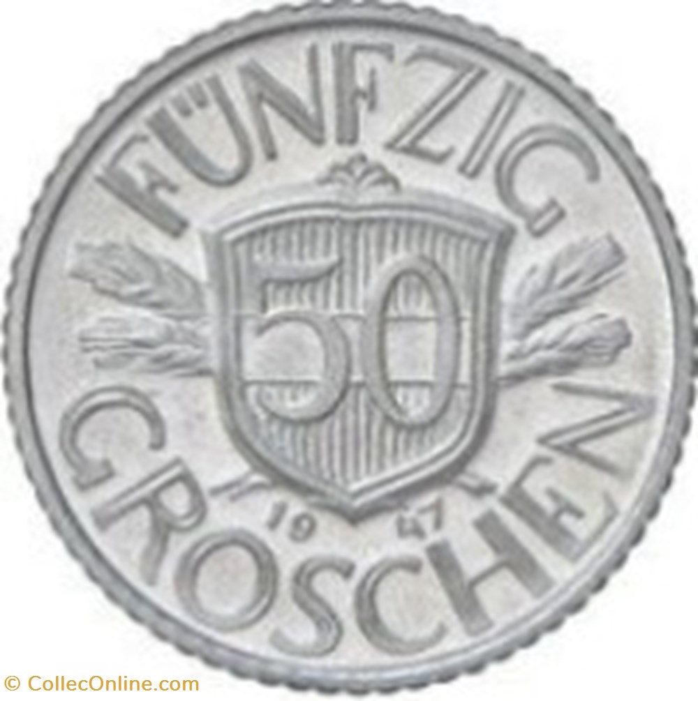 50 groschen Autriche 1947 monnaies monde 50 groschen autriche 1947