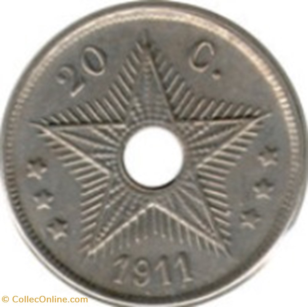 20 centimes - Albert I Congo Belge- 1911 monnaies monde 20 centimes albert i congo belge 1911