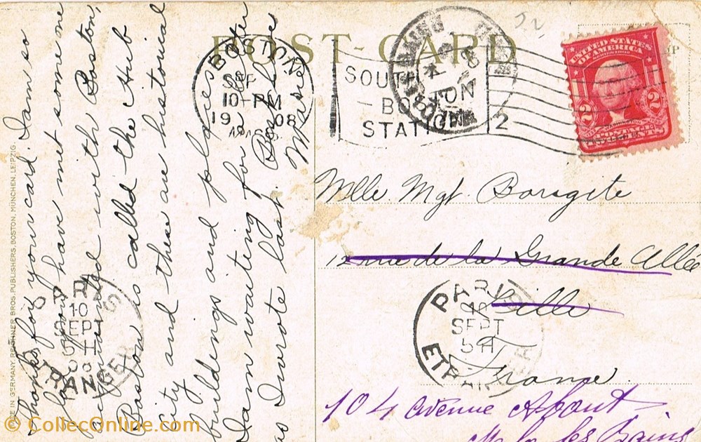 cartes postales etats unis boston the hub