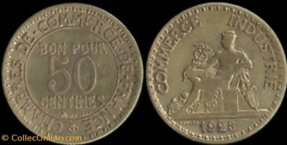 50 centimes Chambre de Commerce 1926 monnaies 50 centimes chambre de commerce 1926