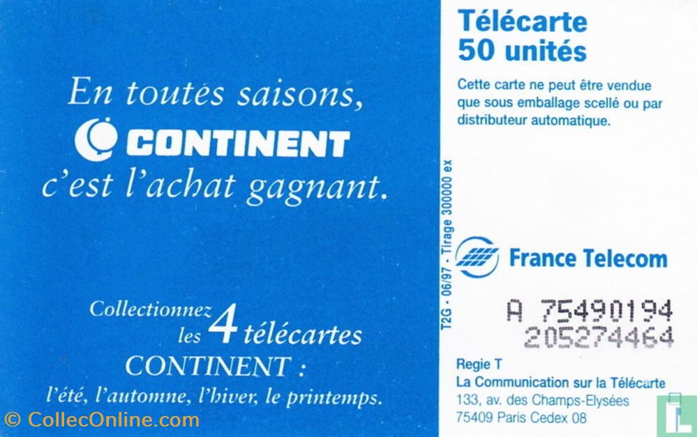 France- Continent l'Été- Solaïque 03 (1990) divers telecartes cartes telephoniques france continent ete solaique 03 1990