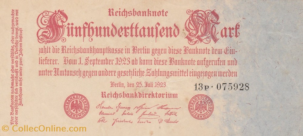 Allemagne-500 000 Mark-25-07-1923 billets allemagne 500 000 mark 25 07 1923