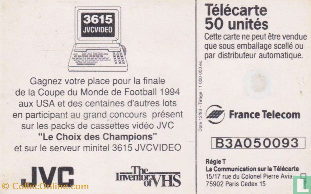divers telecartes cartes telephoniques france jvc le choix des champions gemplus 01 2