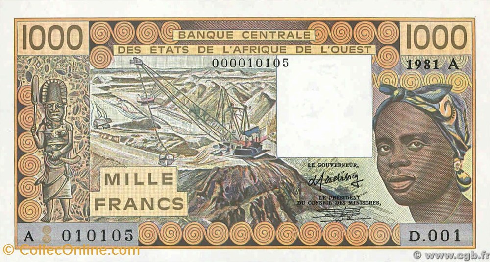 Etats de l'Afrique de l'Ouest-1000 Fr 1987 A billets etats de afrique de ouest 1000 fr 1987 a