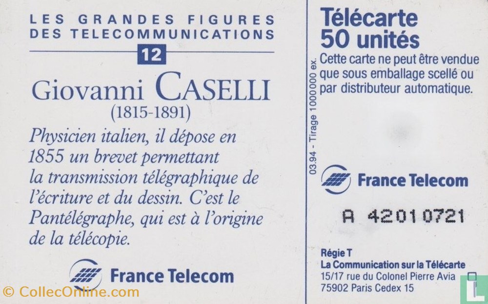 divers telecartes cartes telephoniques france giovanni caselli solaic 06 1993