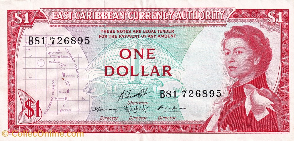 Caraïbes-Etats-1 dollar-1965 billets caraibes etats 1 dollar 1965