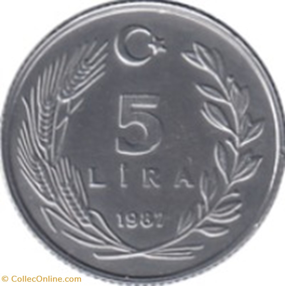 5 Lira Turquie 1988 monnaies monde 5 lira turquie 1988