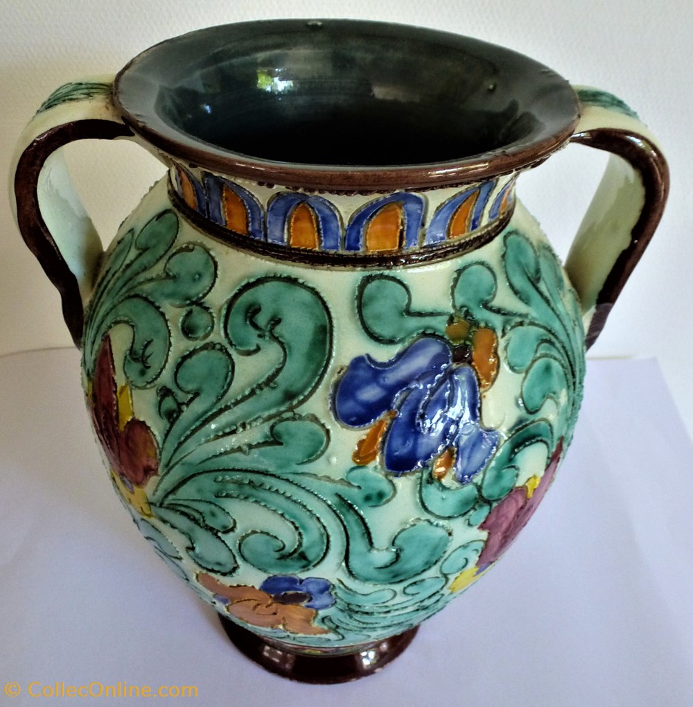 antiquites 1 vase anse decor floral cerart monaco