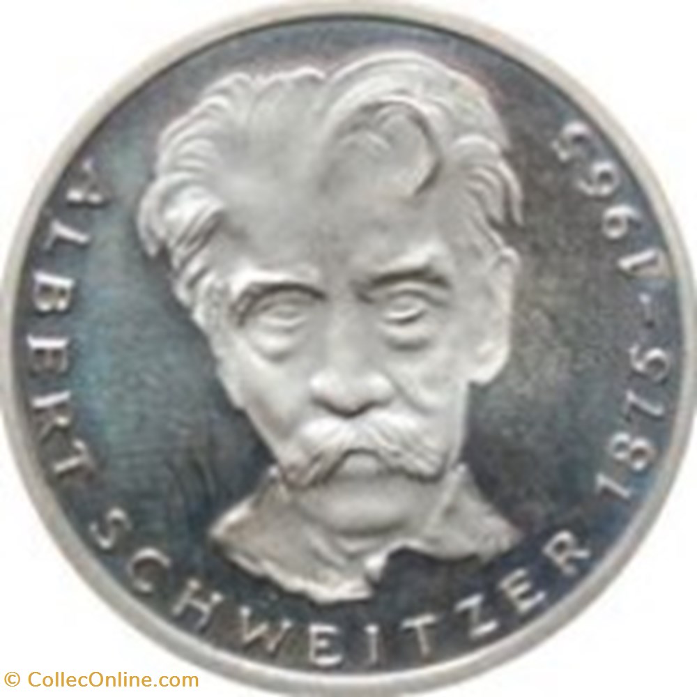 5 deutsche mark Albert Schweitzer Allemagne 1975 (G) monnaies monde 5 deutsche mark albert schweitzer allemagne 1975 g