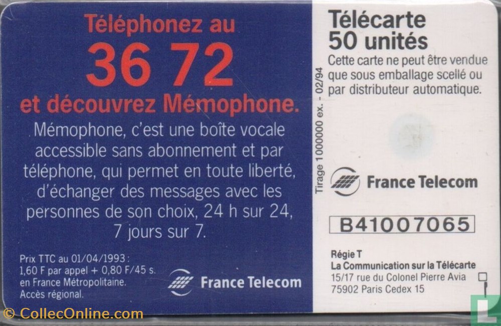 France- Mémophone 3672- Gemplus 01.2 divers telecartes cartes telephoniques france memophone 3672 gemplus 01 2
