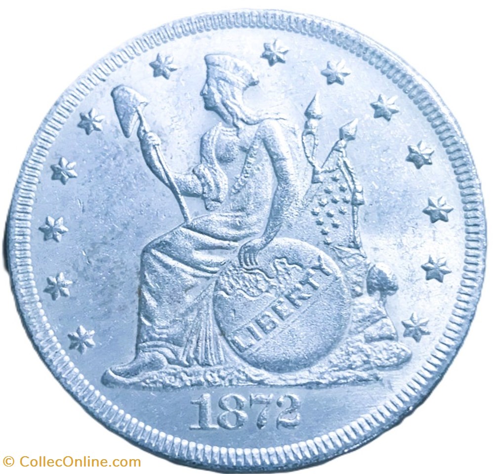 Etats Unis-1 Trade Dollar 1872-Faux d'époque provenance Chine monnaies monde etats unis 1 trade dollar 1872 faux epoque provenance chine