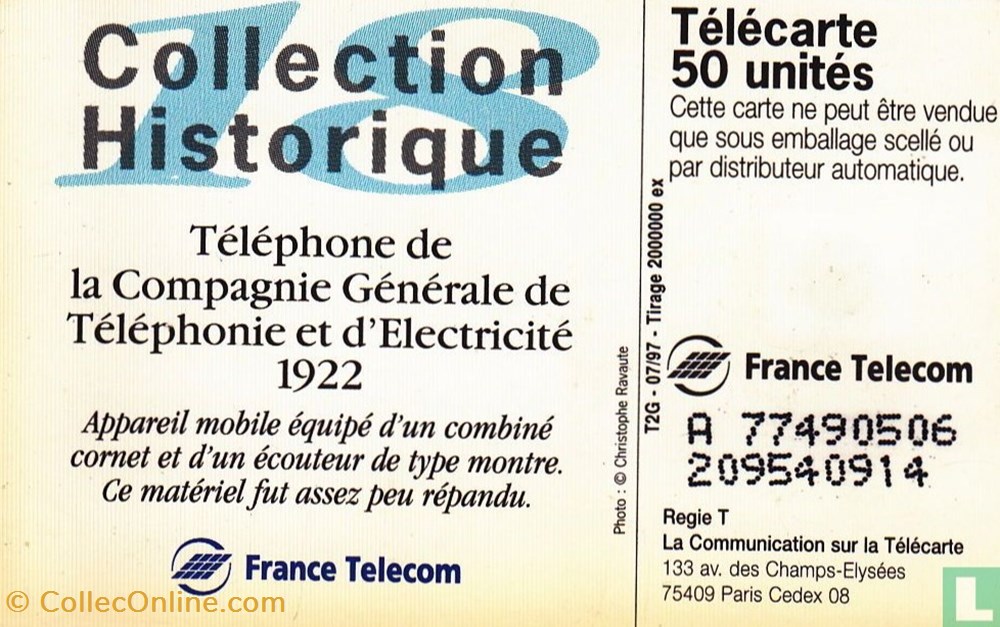 France-Téléphone de la Compagnie Générale de Téléphonie et d'Electricité- Solaïque 03 (1990) divers telecartes cartes telephoniques france telephone de la compagnie generale de telephonie et electricite solaique 03 1990