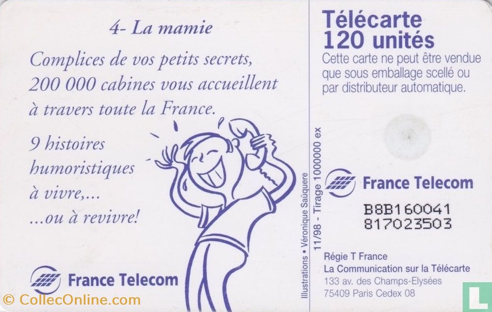 France- La mamie- Gemplus 01.3 divers telecartes cartes telephoniques france la mamie gemplus 01 3