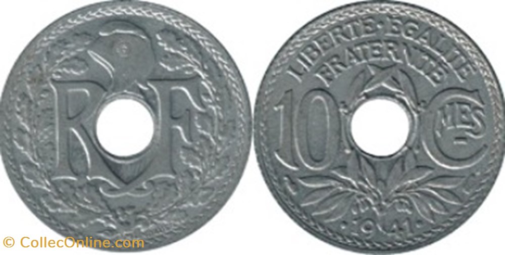 10 centimes Lindauer .1941. monnaies 10 centimes lindauer 1941