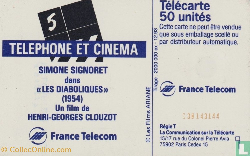 France- Simone Signoret- Schlumberger 07.1 (1992) divers telecartes cartes telephoniques france simone signoret schlumberger 07 1 1992