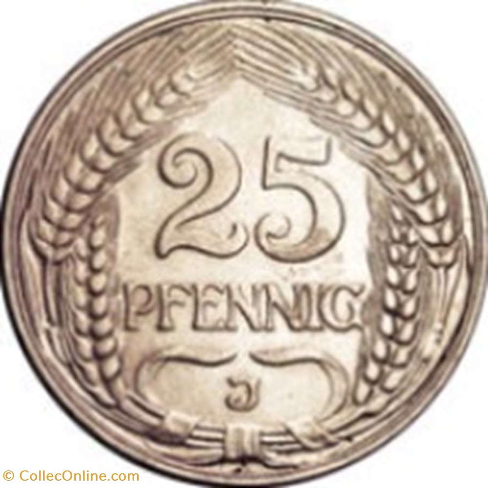 25 pfennig - Wilhelm II Allemagne 1910 (J) monnaies monde 25 pfennig wilhelm ii allemagne 1910 j