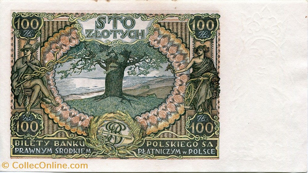 Pologne-100 Zloty-1934 billets pologne 100 zloty 1934