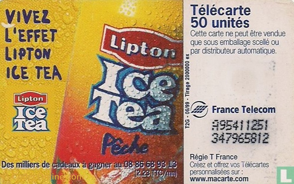 divers telecartes cartes telephoniques france lipton ice tea solaique 03 1990